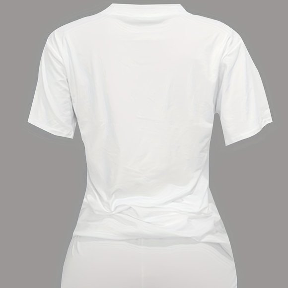 Cartoon Bear Print Casual Two-piece Crew Neck Short Sleeve T-shirt & Slim Set - Picture 5 of 7